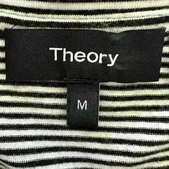 THEORY KNOT TEE DRESS BLACK AND WHITE RUBRIC STRIPE SIZE MEDIUM NWOT - Picture 6 of 10